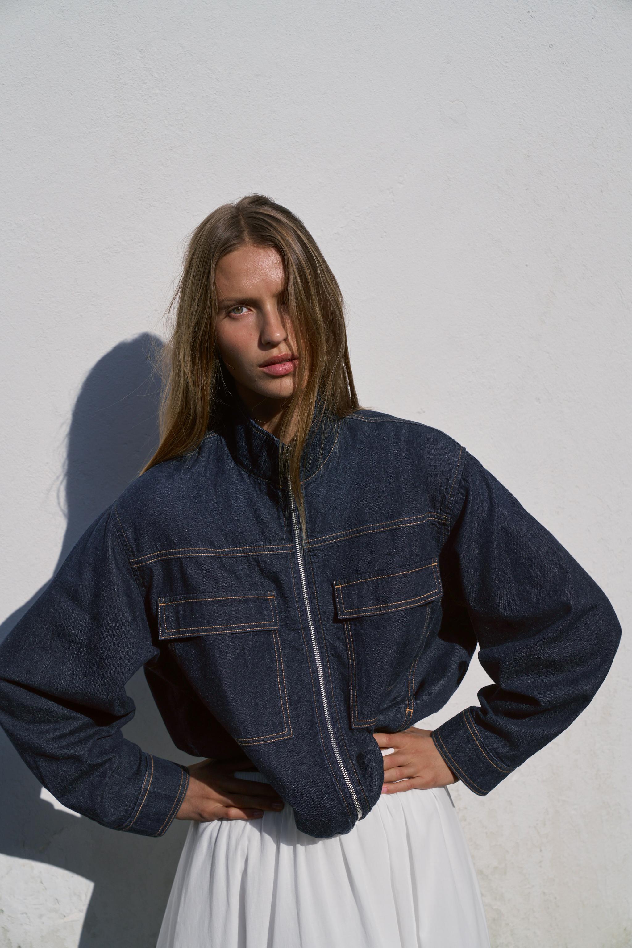 BLOUSON BOMBER EN DENIM Z1975 À COL MONTANT